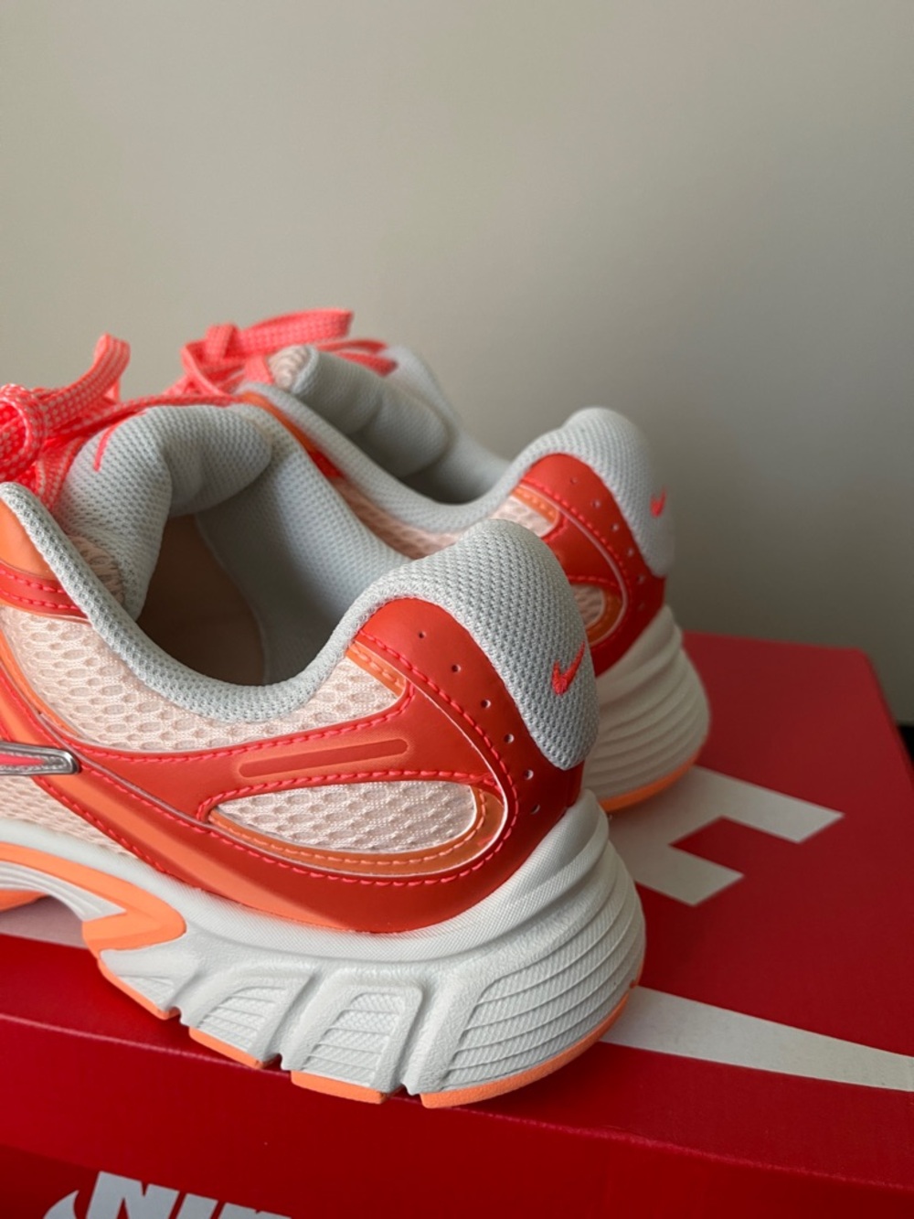 Nike Women's Coral Pink and Orange Mesh Running Sneakers - Picture 3 of 7